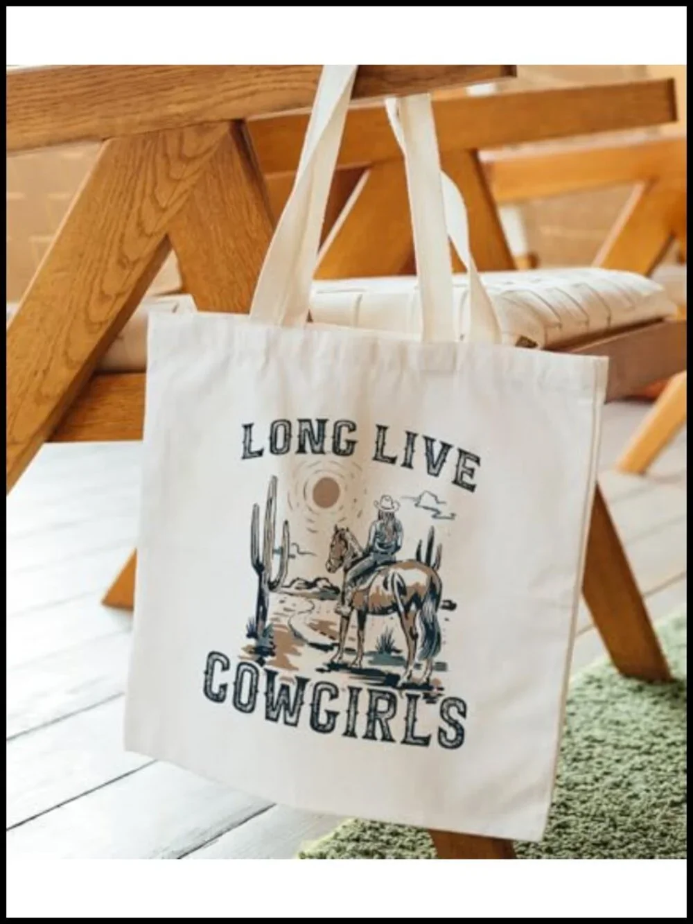 Western Canvas Tote Bag for Women Cowgirl Gifts Reusable Grocery Tote